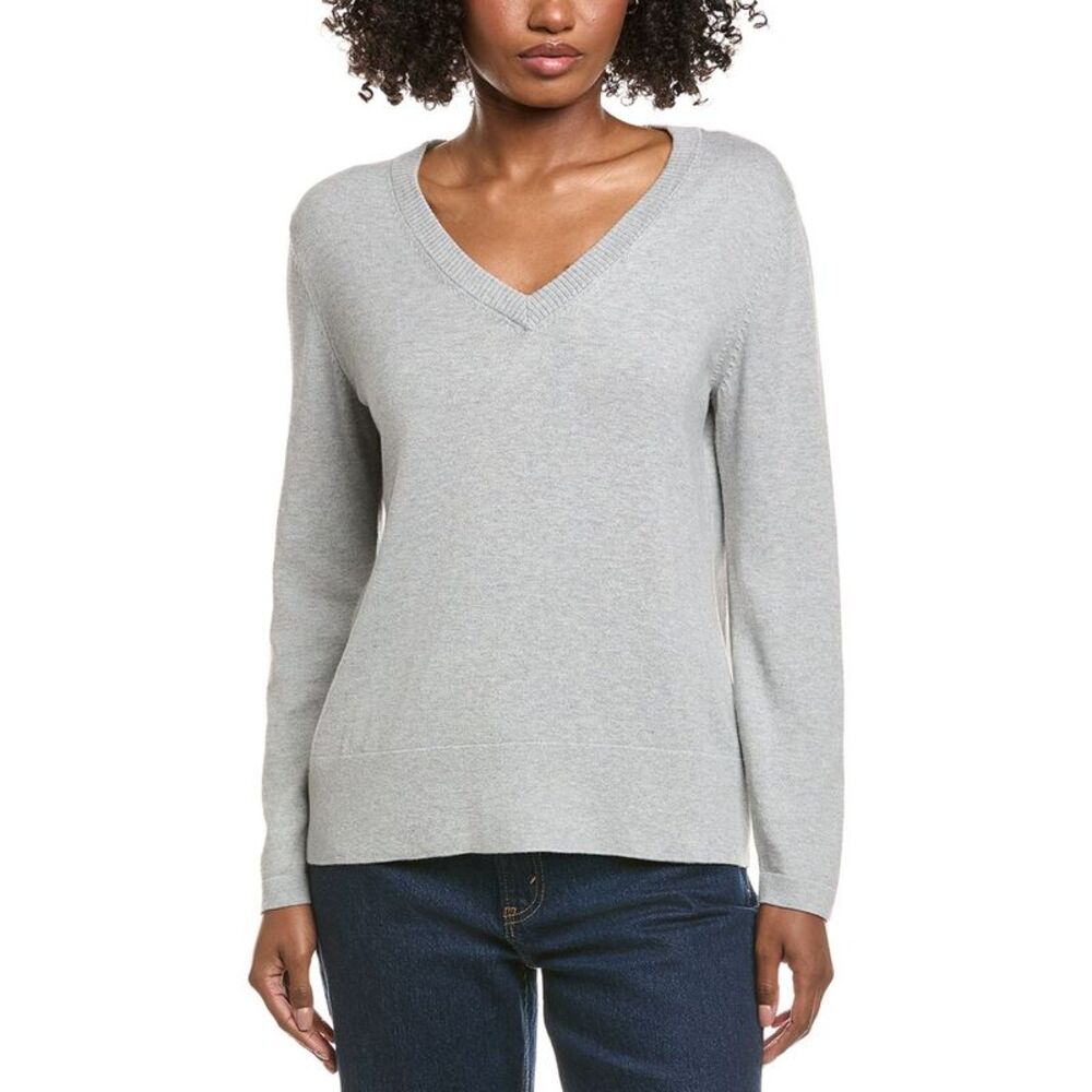 Hannah Rose Womens  Basic V-Neck Pullover, Grey